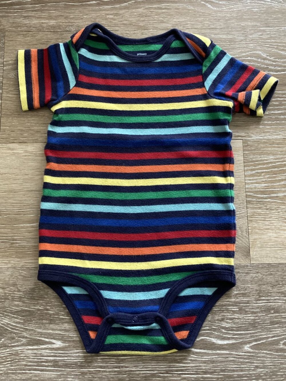 Primary Rainbow Striped Onesie Size 12mo